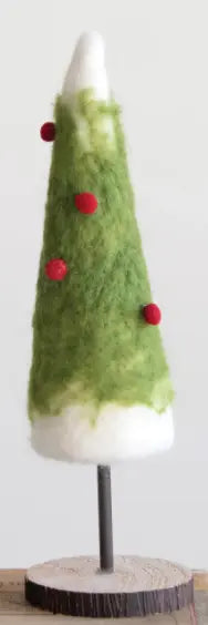 Wool Felt Tree with Berries on Wood Base Seasonal & Holiday Decorations