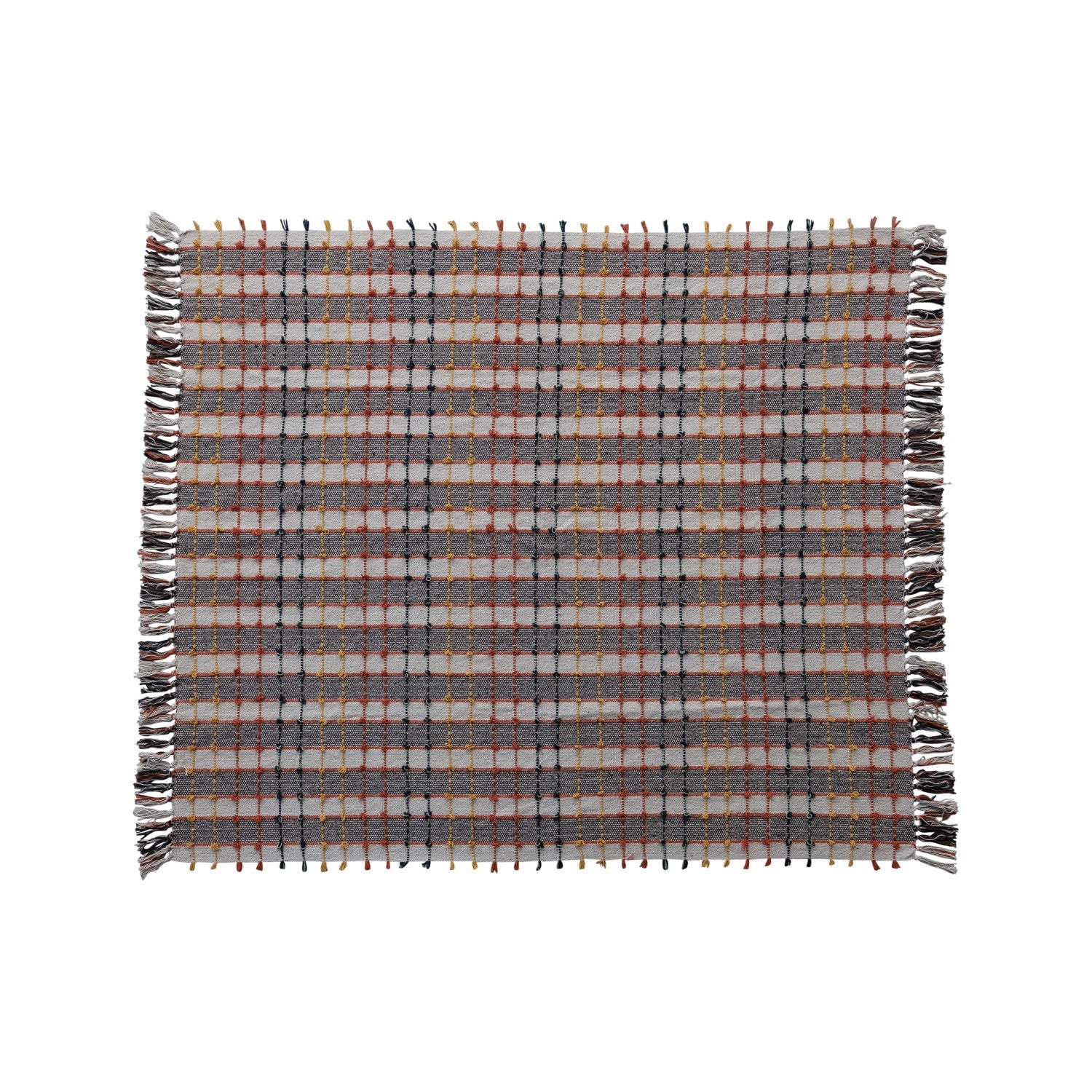 Woven Cotton Blend Throw in Multicolor Plaid 12044811