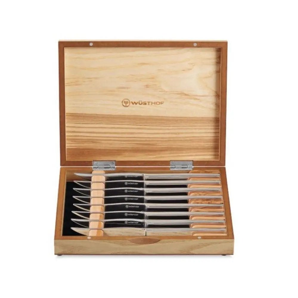 Wusthof 8-piece Stainless Mignon Steak Knife Set with Olivewood Chest Kitchen Utensil Sets 12040503